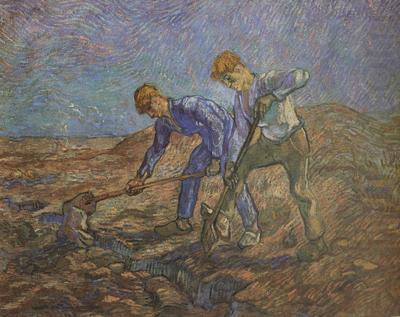 Vincent Van Gogh Two Peasants Digging (nn04) china oil painting image